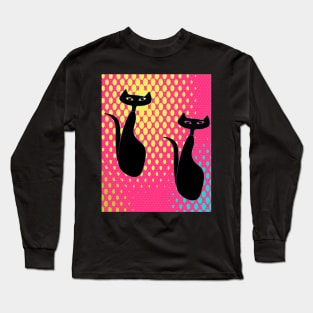 Pop Art Kitties in 70s Style Long Sleeve T-Shirt